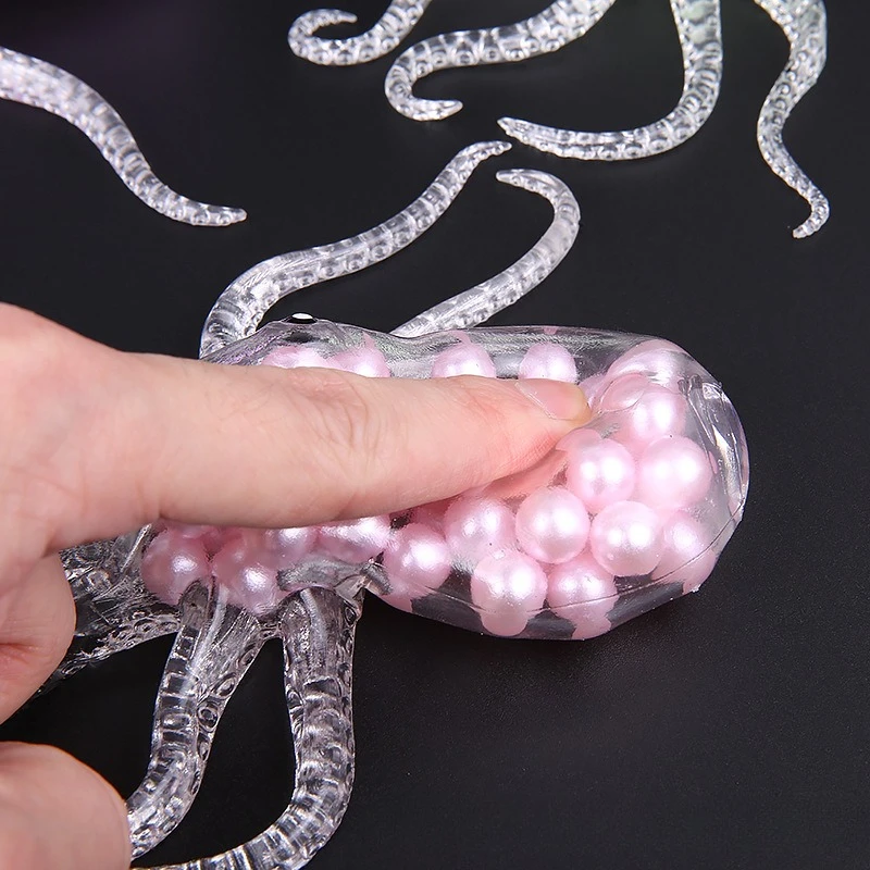 Octopus Bead Squeeze Creative Bouncy Ball Stress Relief Toy Octopus Squeeze and Stretch Mini Toy for Stress Relief
