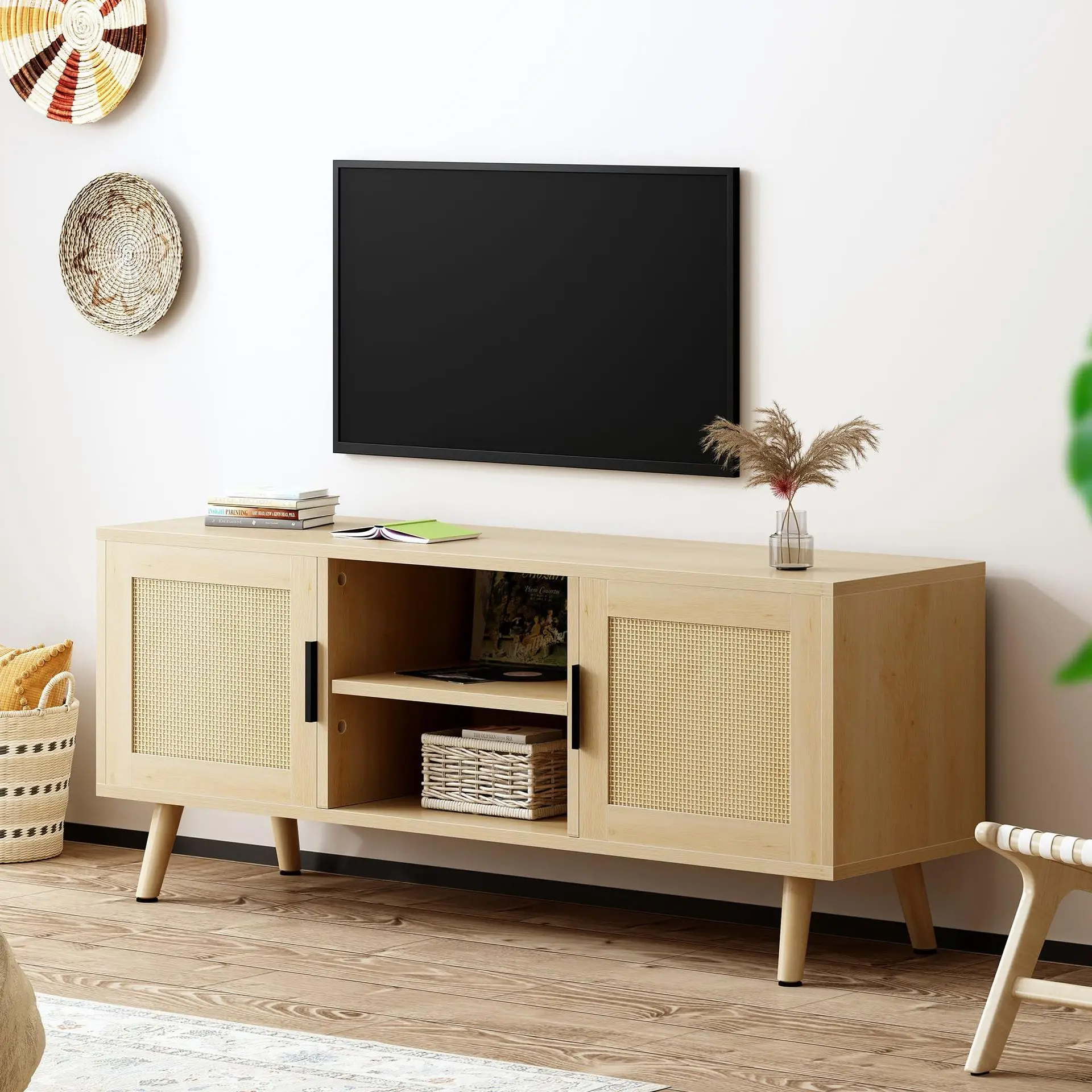 Living room solid wood furniture square multi-functional TV cabinet