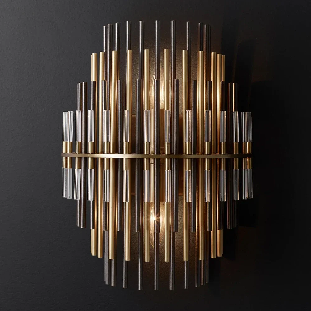 

Retro Metal Rods Wall Lamp LED Brass Nickel Modern Glass Wall Lighting Living Room Wall Sconce Lamps for Bathroom