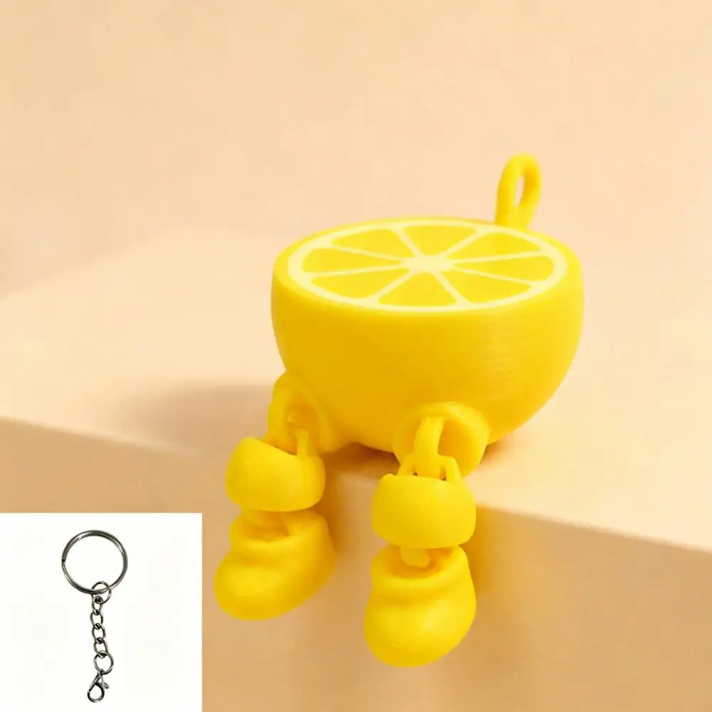 Stress Relief Keychain 3d Printed Fruit Keychain Pendant with Movable Joints Charm Key Holder Metal Keyring Table Decoration