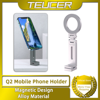 TEUCER Magnetic Phone Holder for IPhone 15 16 Samsung Xiaomi, Alloy Damping Mobile Holder Compatible with Tripod Selfie Stick