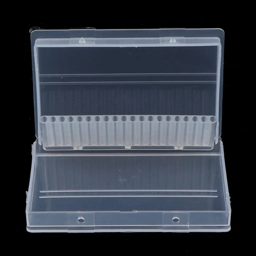 Storage Box Display Stand Containers, Plastic Manicure Tools Organizer Case Holder, Clear, 20 Holes - 9.8 x 6.5cm