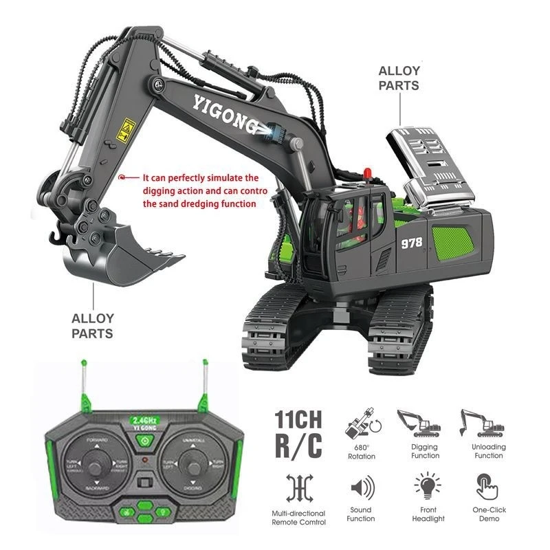 Nuova lega di telecomando ingegneria veicolo 2.4g simulazione wireless escavatore bulldozer autocarro con cassone ribaltabile pala escavatore giocattolo