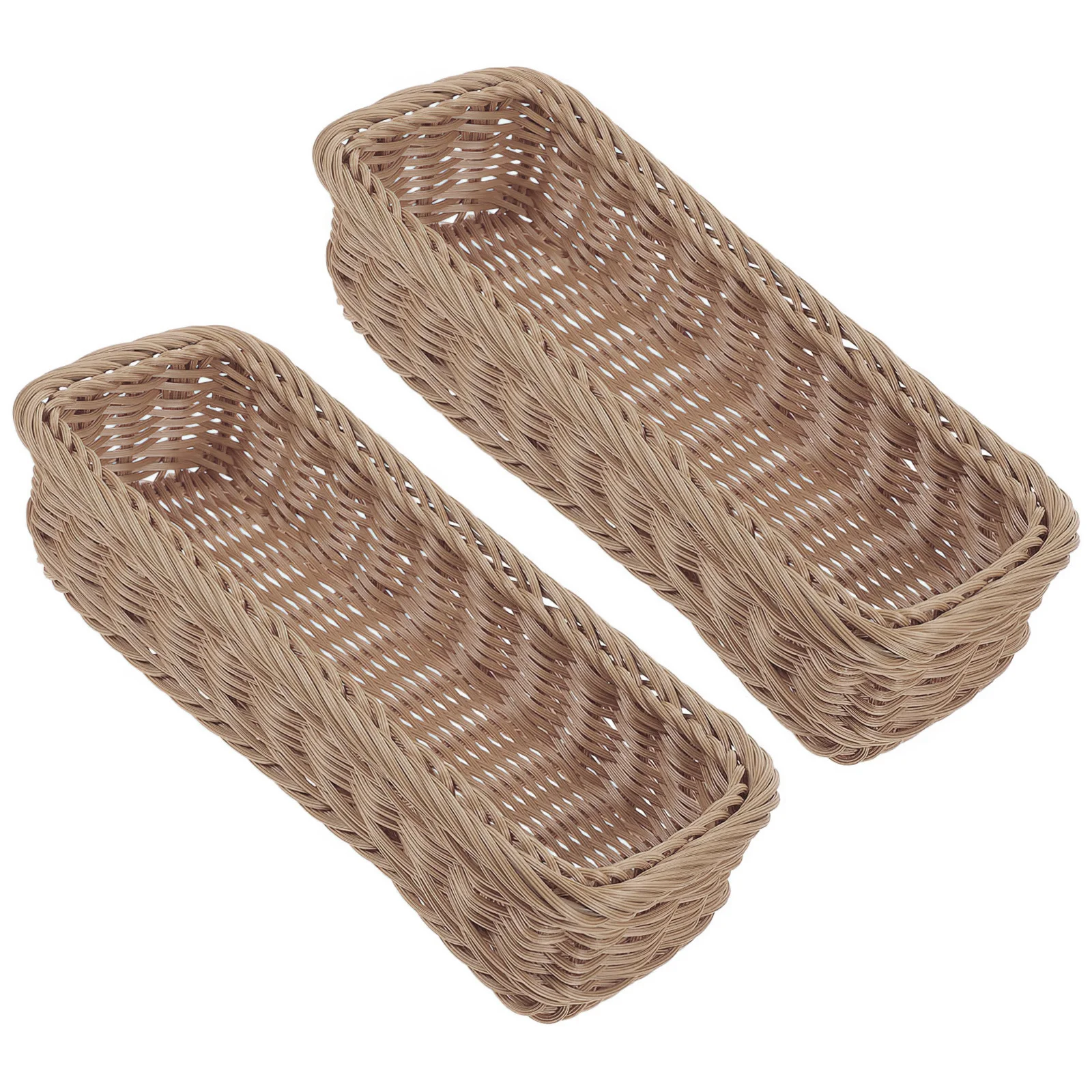 

2pcs Plastic Woven Basket Storage For Cutlery Spice Jar Household Sundry Organizer Kitchen Tabletop Basket Multipurpose Home