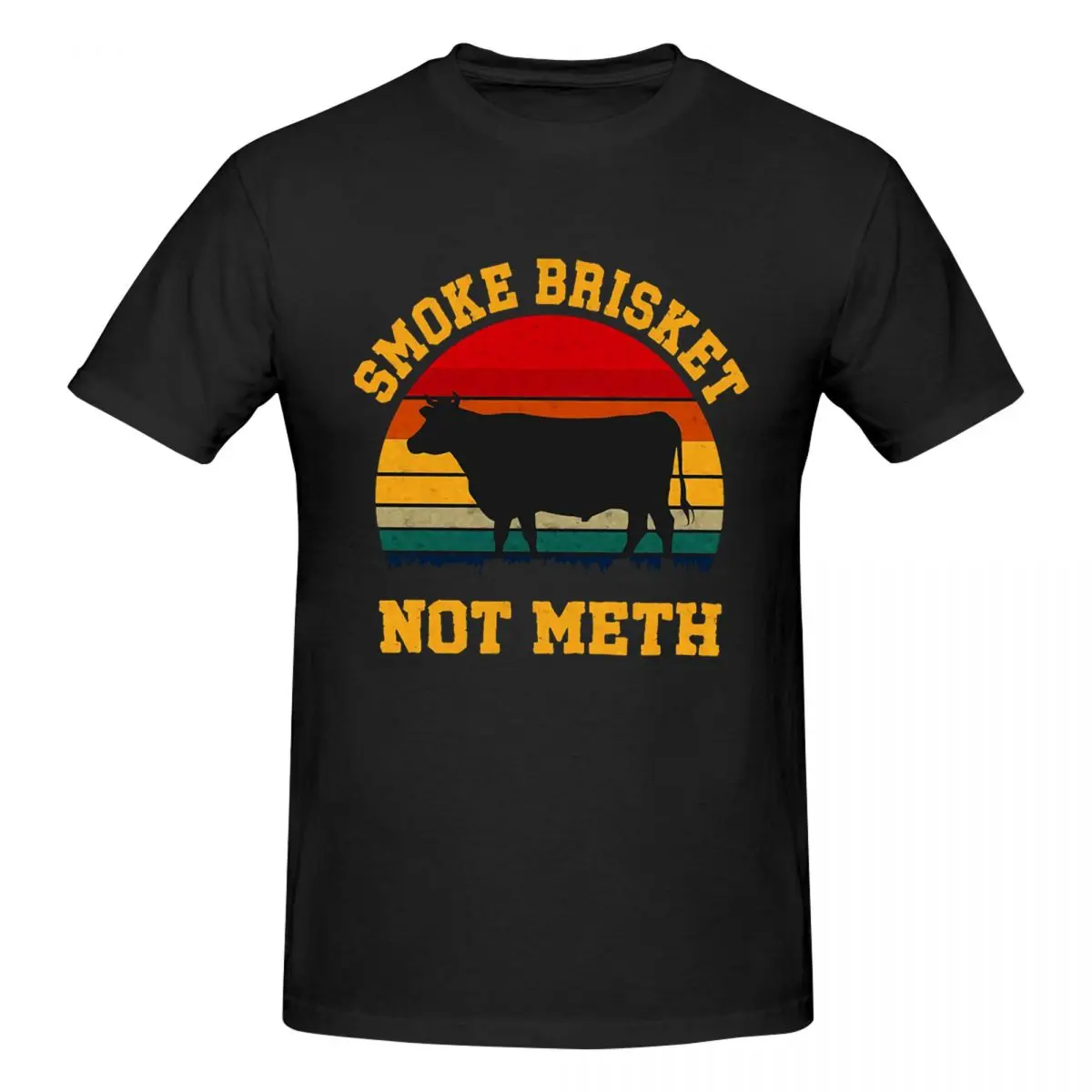 Smoke Brisket Not Meth Men T-Shirt Funny Plus Size T Shirts Men's Round Neck Cotton Tees Short Summer Male