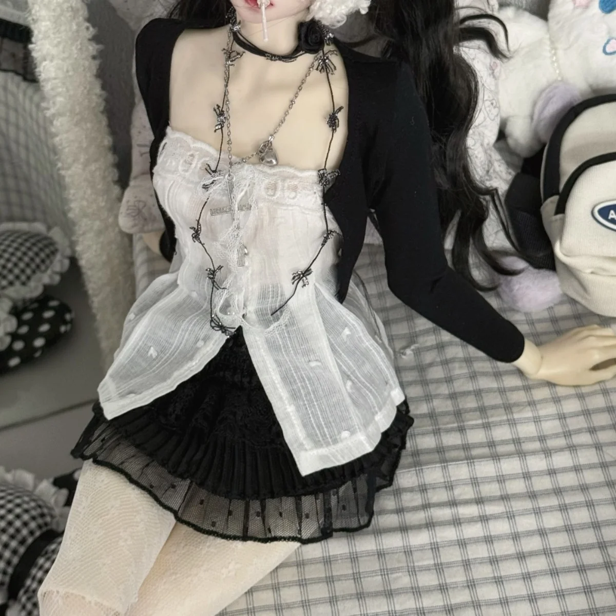 

[Только продажа одежды] Кукла большого размера 1/3 1/4 Топ без бретелек Черная куртка Торт Юбка Ожерелье Набор для BJD Фигурка Тело