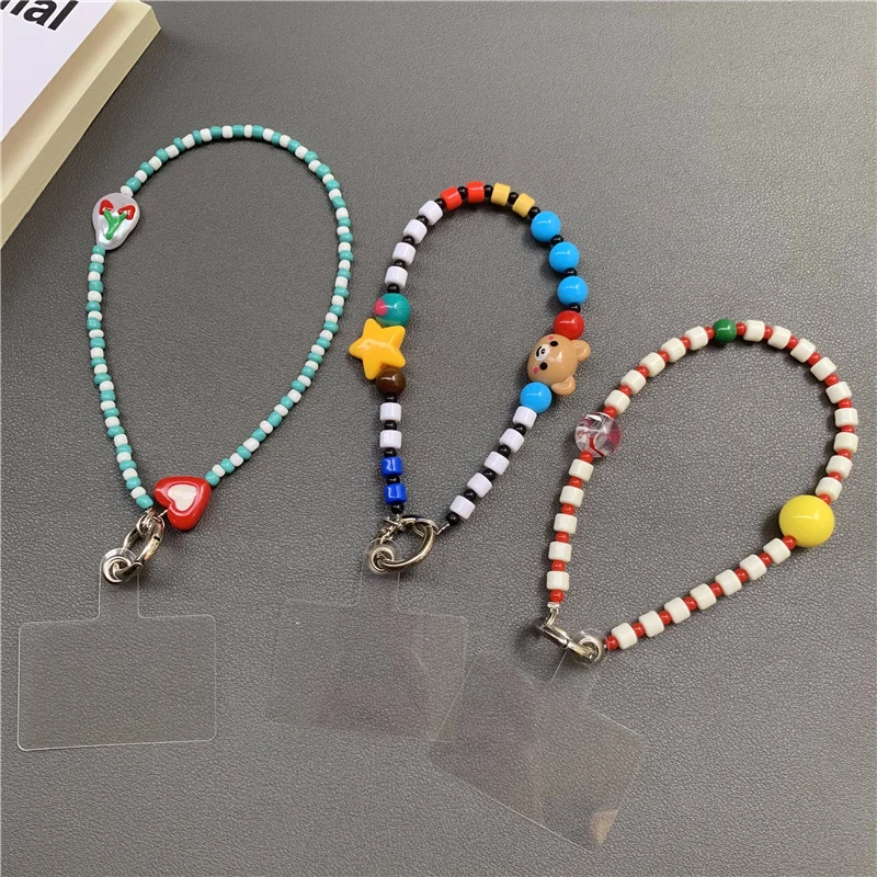Grid Block Perlen Telefon Kette Charme Kurze Telefon Lanyard Handgelenk Dekoration Universal Handy Schmuck Anhänger