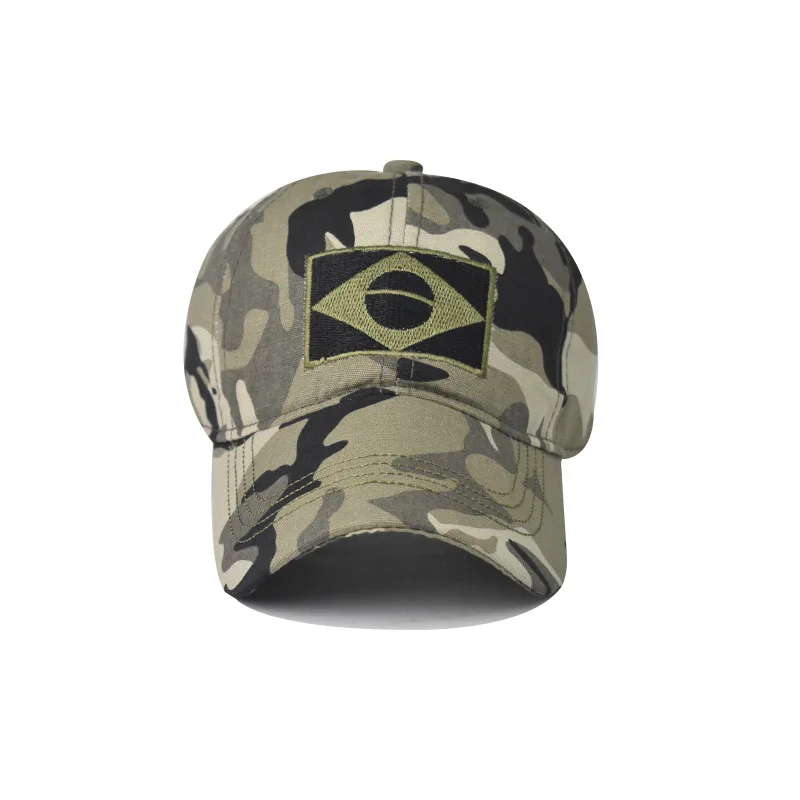 

Men's Military Tactical Embroidery Baseball Cap Snapback Army Camo Brazil Flag Outdoor Sport Dad Hat for Hunting Airsoft