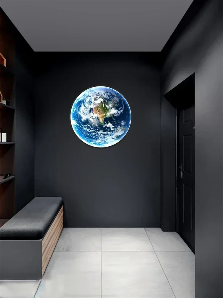 Nordic Designer Earth Mural LED Wall Lamps Living Room Bedroom Study Corridor Light Modern Courtyard Planet Art Decor Lighting