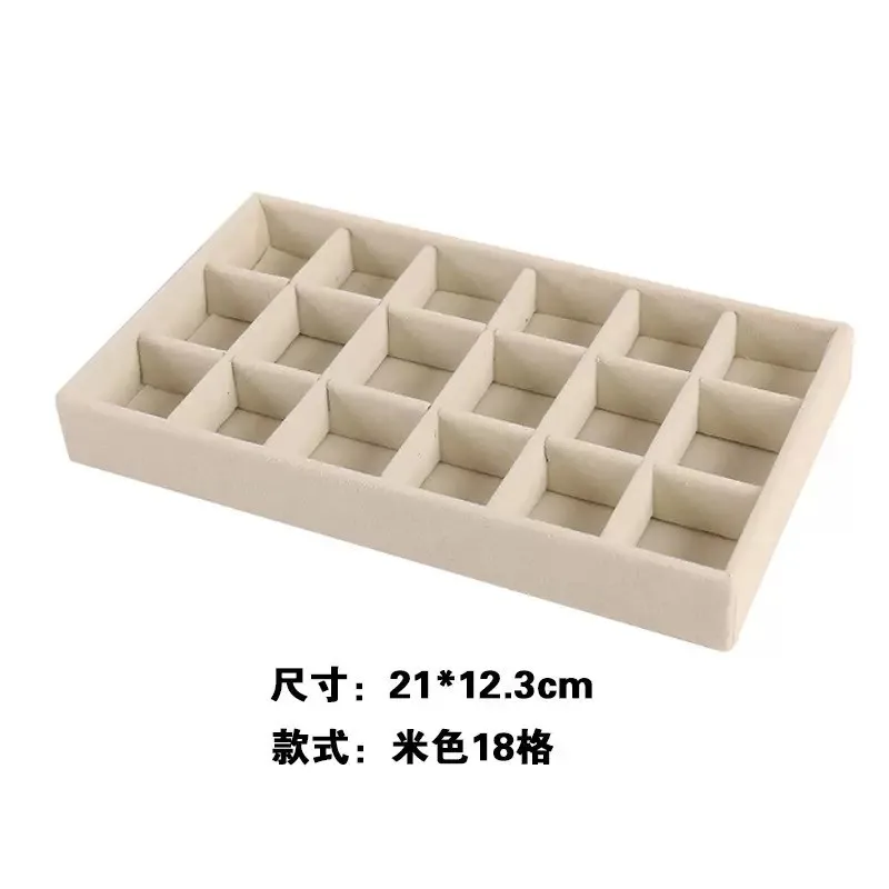 Samt-Schmuckdisplay Exquisiter Schmuckhalter Tragbarer Ring-Ohrringe-Halsketten-Organizer Aufbewahrungsbox Organizer-Fächer Beige