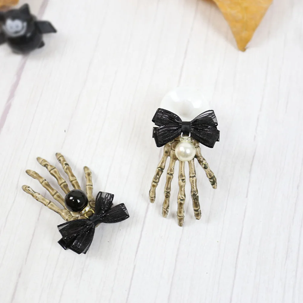 2 個ハロウィン骨ヘアピンハンドスカルデザインファッショナブルな帽子ハロウィンフェスティバルダンスパーティーバレッタギフト