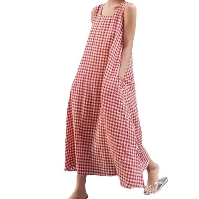 chinese dress ladies Floral Linen Maxi Dress – Handmade Long Sleeve Vintage Swing Dress