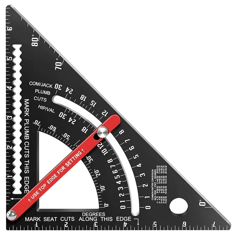 7 Inch Triangle Ruler Extension Rod Aluminum Alloy Angle Protractor Speed Inch Square Measuring Ruler for Building Framing Tools