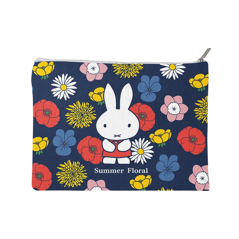 Bolsa de maquillaje Kawaii Miffy, bolsa de almacenamiento de lona con estampado de dibujos animados para bolígrafos, bolsillo para cambiar, sobre rojo, regalo de Navidad