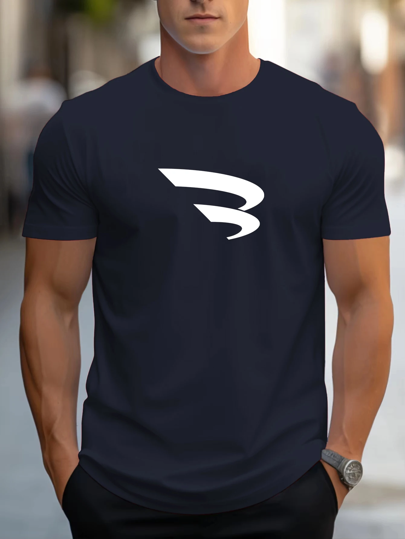 

Simple Line Design Printing Mens T-Shirt Summer O-Neck T Shirts Cotton Hip Hop Clothes All-Match Loose Fashion Streetwear