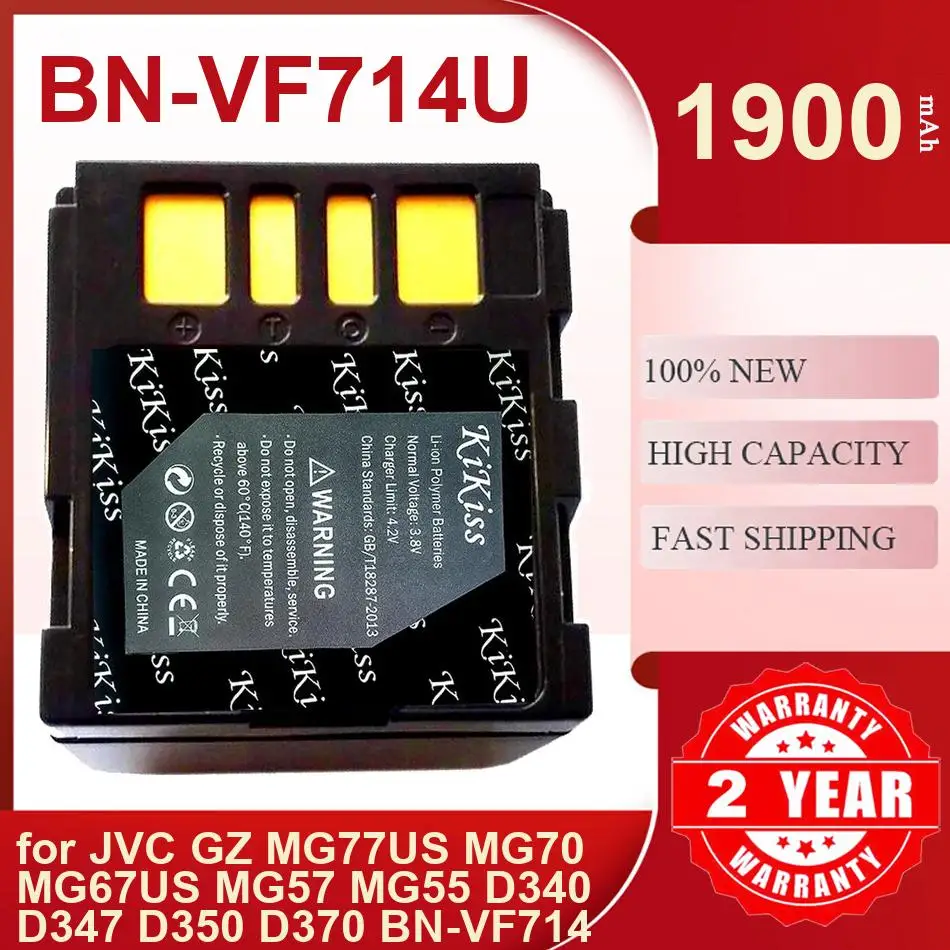 

1900Mah Kikiss Battery BN-VF714U For JVC GZ MG77US MG70 MG67US MG57 MG55 D340 D347 D350 D370 D395 BN-VF714 Camera