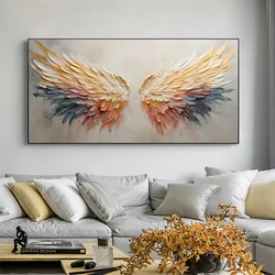Colorful Abstract Angel Wing Oil Painting on Canvas  Modern Minimalist Textured Wall Art for Living Room Decor Perfect Gift
