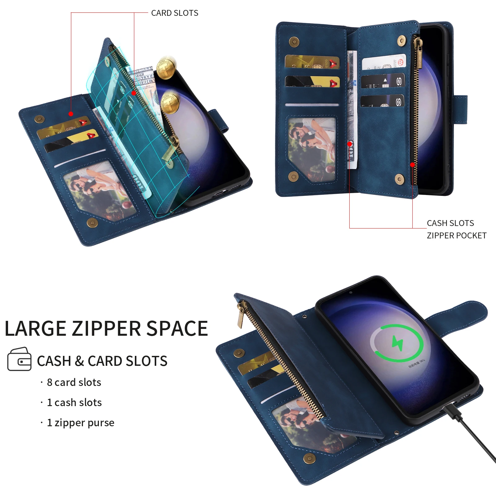 Crossbody سستة بطاقات حامل المحفظة حقيبة الحال بالنسبة لسامسونج غالاكسي S25 الترا S24 زائد S25Edge S23 S22 S21 S20FE S10 زائد غطاء