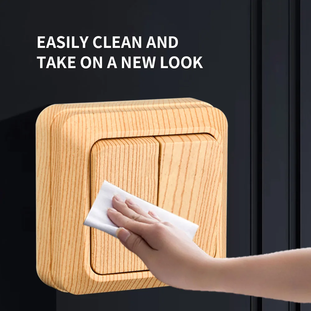 WESA-مفتاح تثبيت على الحائط الخشبي ، كلاسيكي ، مقاوم للهب ، لوح بلاستيكي ، عصابتان ، طريقة واحدة ، تقليد ، لون خشبي ، 16 أ ، تيار متردد #3