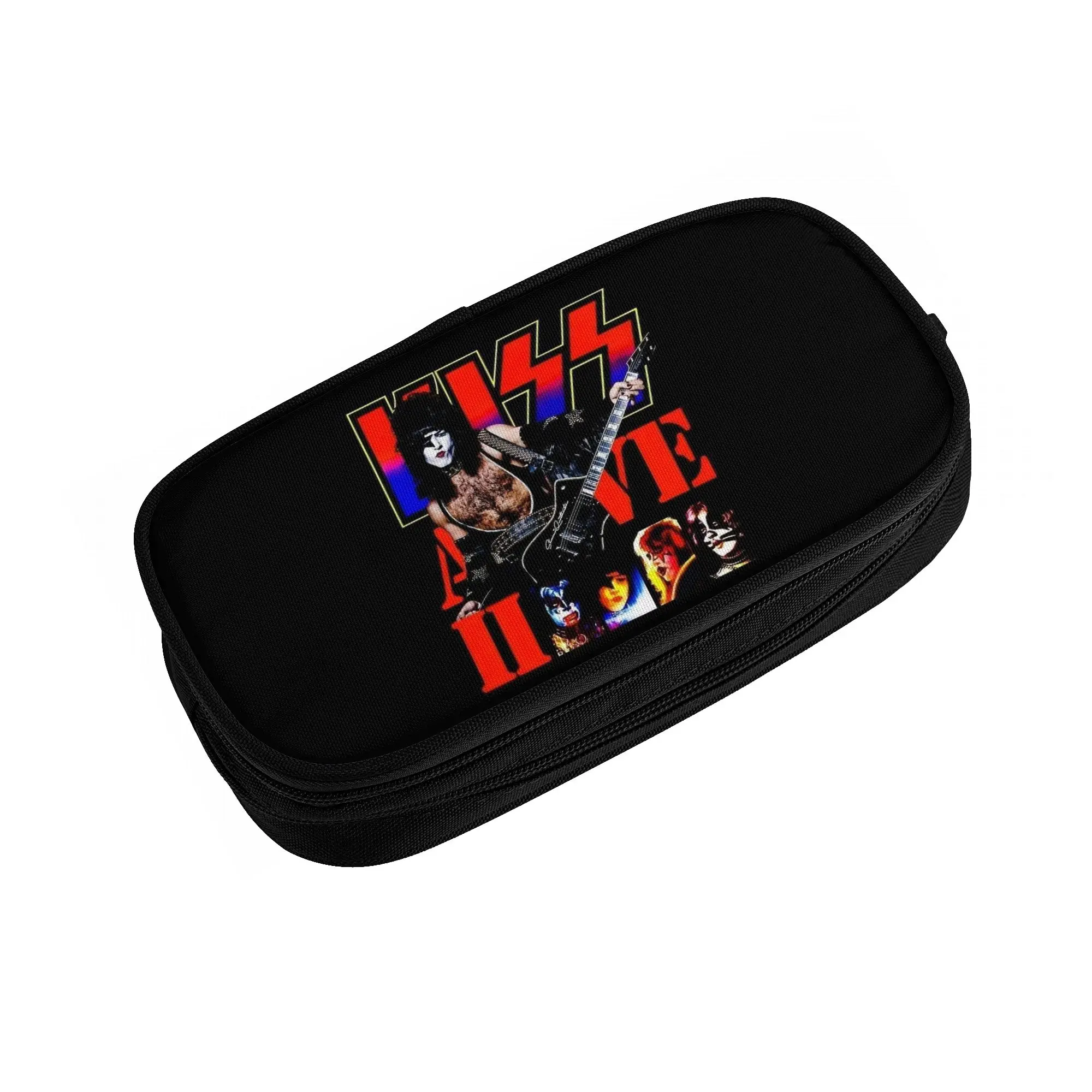 KISSs Logo  Kawaii Pencil Case Boy Girl Large Capacity Rock & Roll All Nite Party  Pencil Box Students Stationery