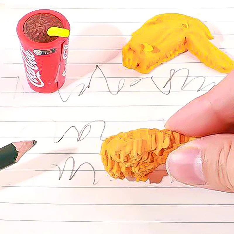 Kawaii Stationery items Aesthetic stationery supplies back to school acsesories Fried chicken  Eraser rubber cute things