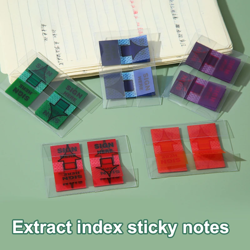 Box-packed Transparent Index Tabs, PET Sticky Note, Page Marker, Planner, Classification Stickers, Material de escritório, 50Sheets