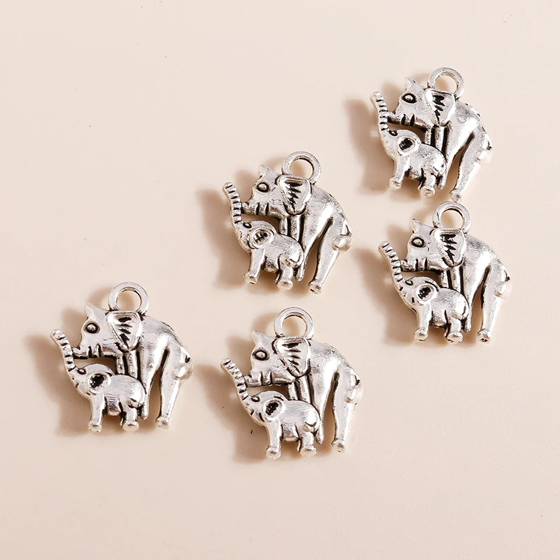 20 Stück 14x15mm Cartoon-Tieranhänger aus Legierung, Elefantenanhänger für Schmuckherstellung, DIY-Ohrringe, Halsketten, Armband-Zubehör – Detail 5