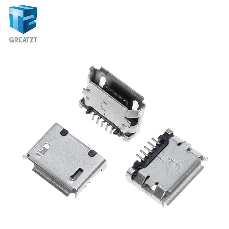 GREATZT 10/30PCS Micro USB 5pin Female Usb Socket Flat mouth four legs socket mini usb connector