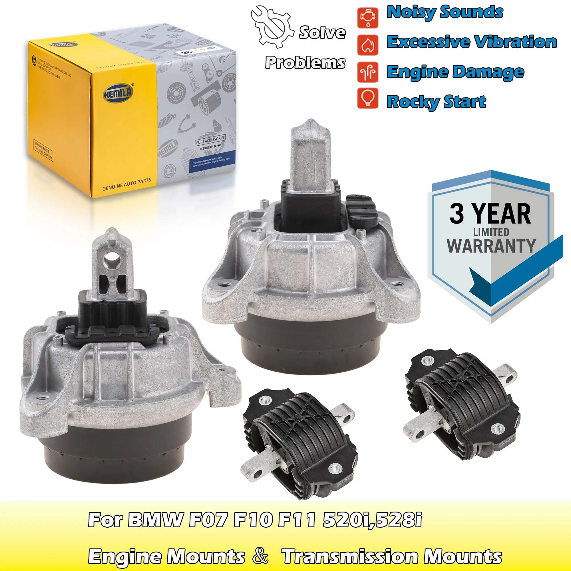 

Engine Mount and Transmission/Gearbox Mounts 22116785601,22117935149,22326775916 For BMW N20 N47 F07/F10/F11 520i 528i