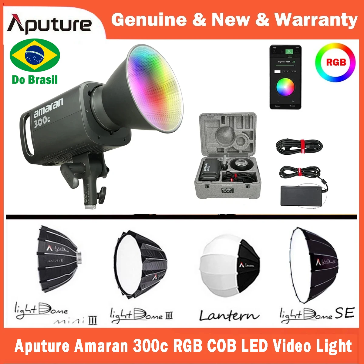 Aputure Amaran 300c RGB Full-Color 300W COB LED Continuous Output Lighting Bowens Mounts Sidus Link for Photography