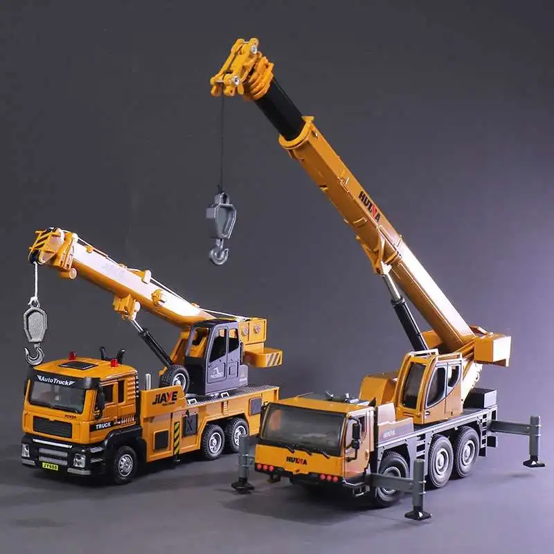 Huina 1:50 Diecast Truck-mounted Crane Alloy Model Simulation Construction Vehicl Truck Boy Children Toys Birthday Gift for Kids