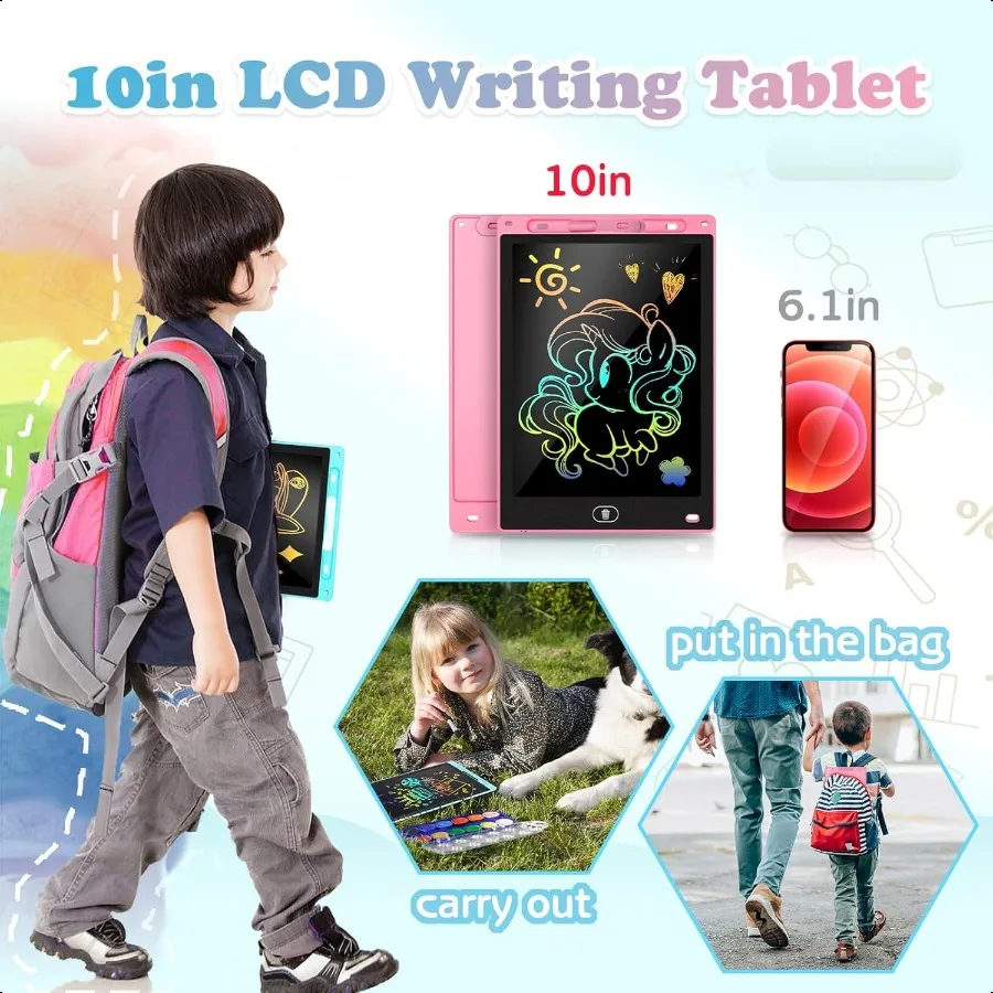 2팩 10인치 LCD 전자 필기 태블릿, 전자 드로잉 패드 및 낙서 보드, 38세 이상 어린이를 위한 생일 및 크리스마스 선물
