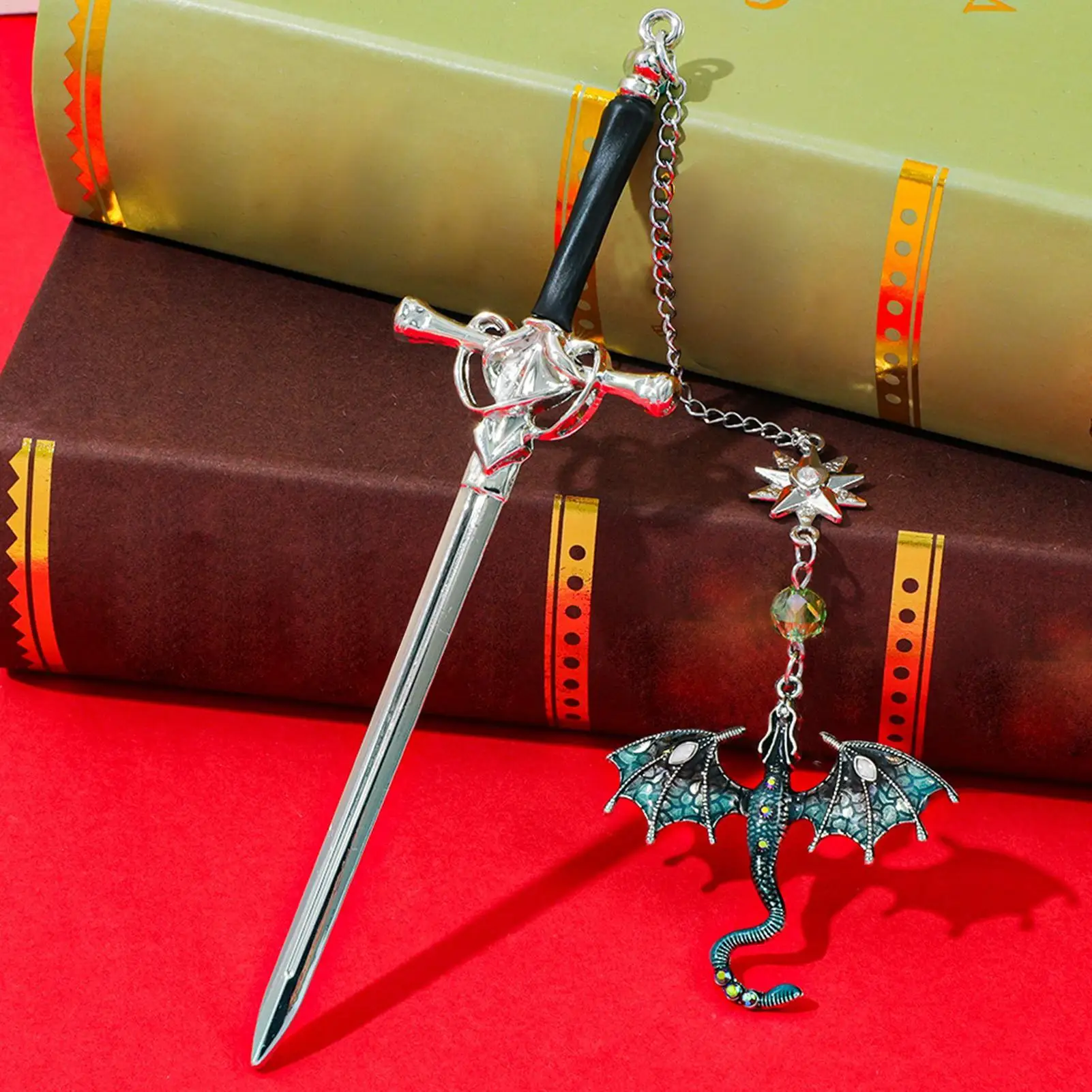 Dragon Bookmark Metal Dragon Bookmark Reading Page Marker With Crystal Pendant Decorative Hair Clip For Home School Women
