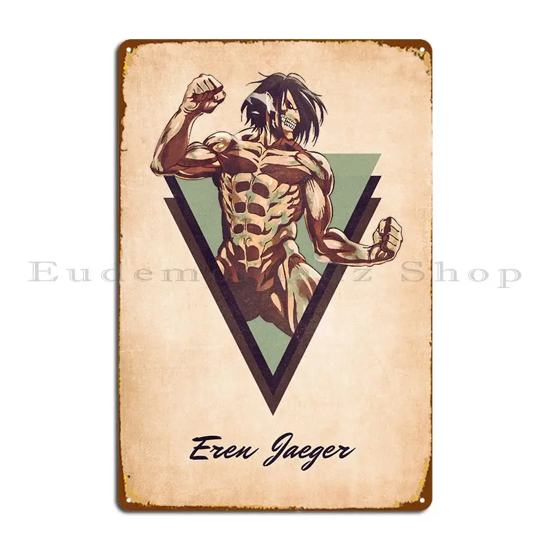 Eren Yeager Metal Plaque Poster Cinema Garage Design Garage Create Tin Sign Poster