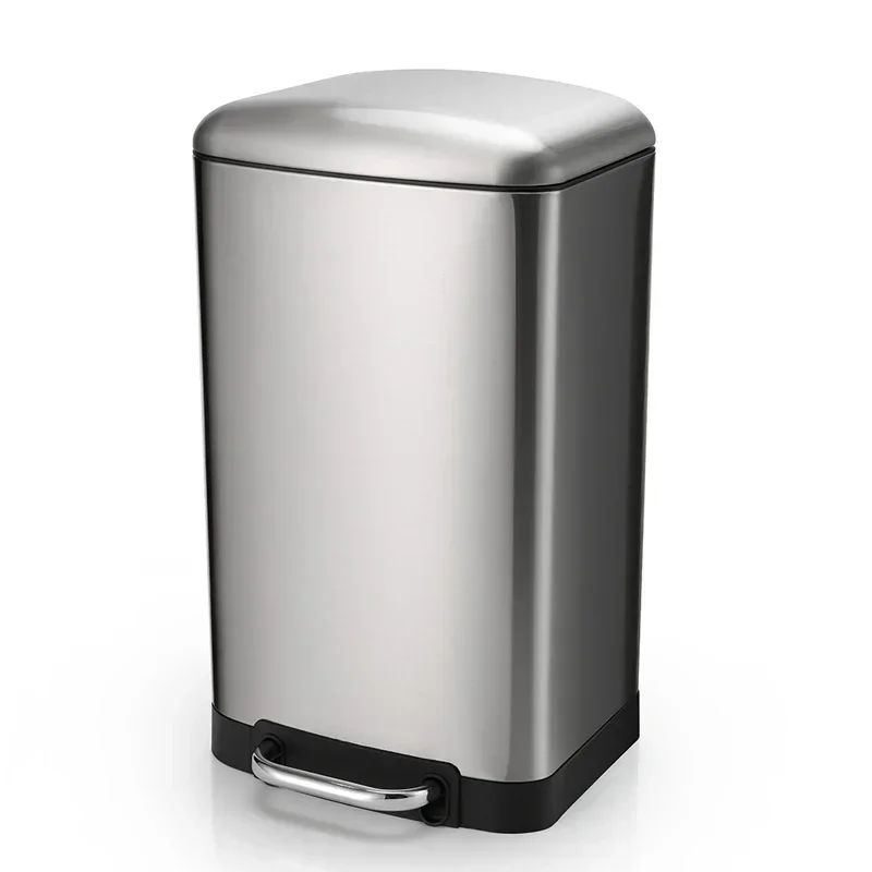 Household kitchen 20 liter stainless steel large trash can foot operated 30 liter indoor office restaurant flip