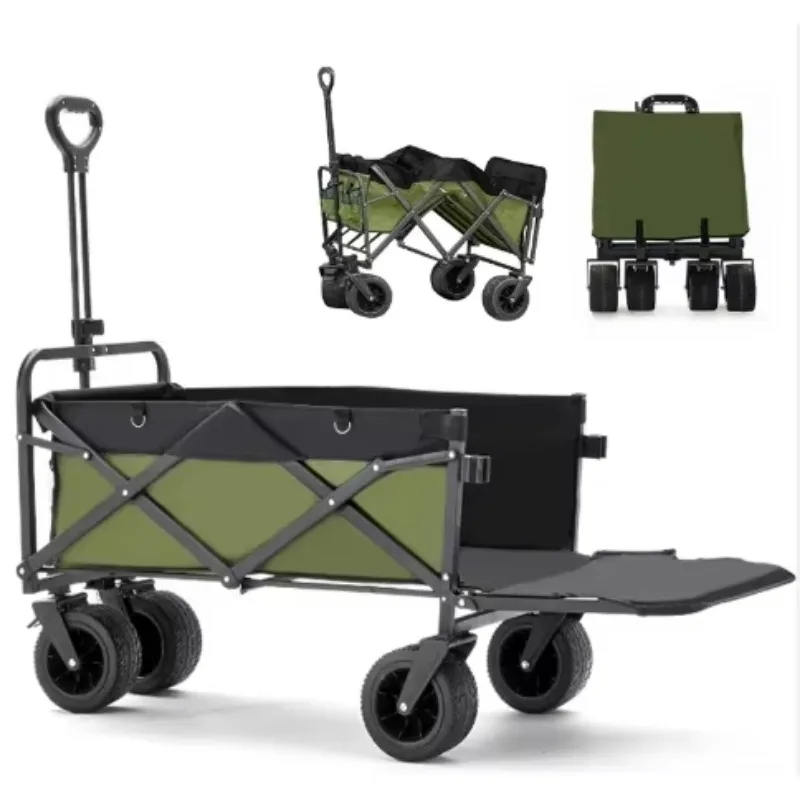 Todo New Design 100kg 150kg Portable Extended Collapsible Outdoor Garden Picnic Big Wheel Folding Wagon Cart for Camping
