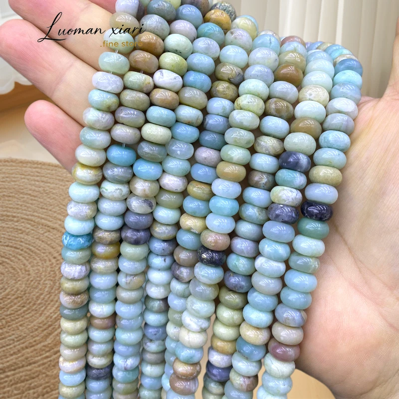 

Rondelle 6x10mm Amazonite Wheels Natural Stone Loose Spacer Beads for Jewelry Making Diy Bracelet Charms Accessories 15''