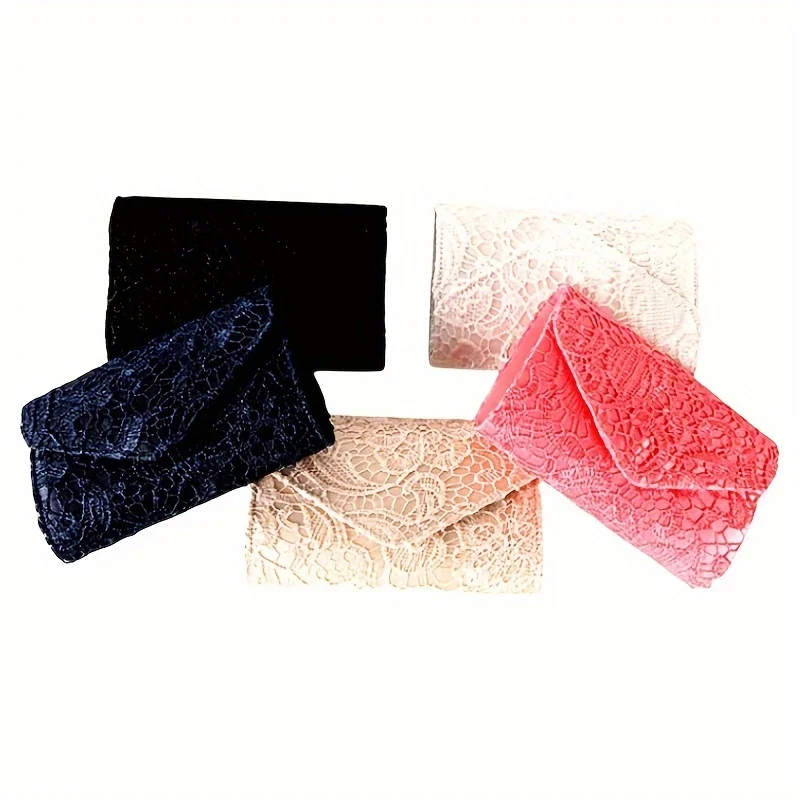 Elegant Lace Flower Evening Bag, Fashion Envelope Clutch Purse, Women's Dress Handbag For Wedding Party Prom Banquet - Perfect f