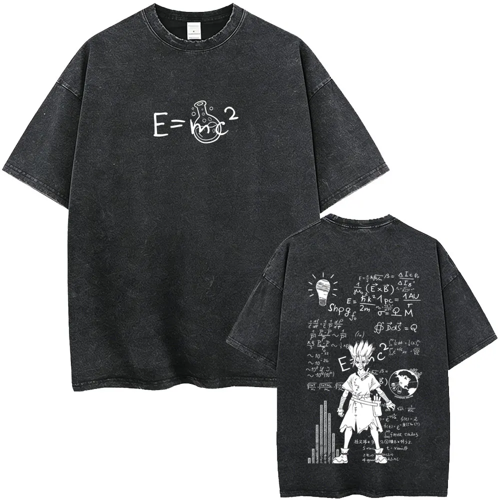 Anime Dr. Stone Vintage Washed T-Shirt Niedliches Gen Asagiri Senku Ishigami Grafik-T-Shirt für Männer und Frauen Mode Lässige Manga-T-Shirts – Detail 6