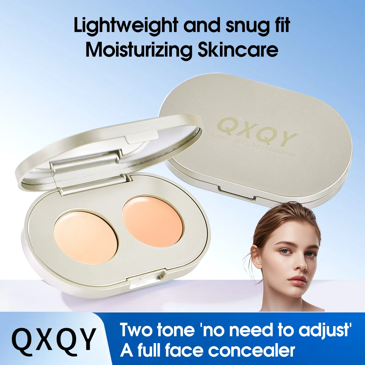 QXQY tweekleurige concealer, licht en dun, bedekt de gebreken, en wijzig de huidskleur concealer