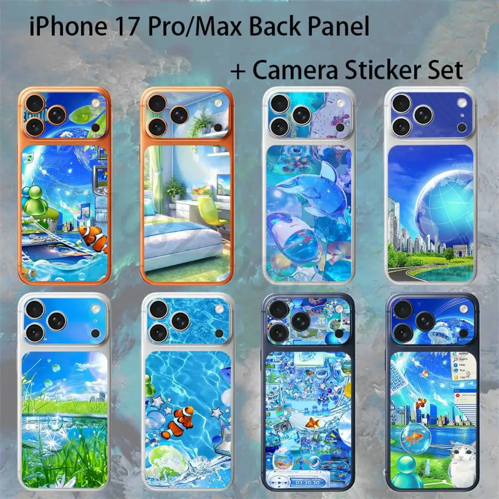 

Frutiger Aero Art For iPhone 17 Pro /Pro Max Battry Back Cover with Camera Decal Skin Rear Protective Sticker Film