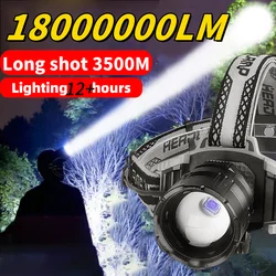 2024 New White Laser Headlight High Power Bright Headlamp 18650 Rechargeable Outdoor Work Light Hiking Lantern