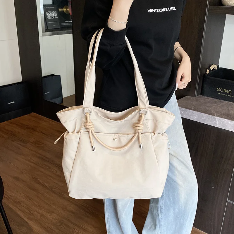 

Женская сумка через плечо из холщовой ткани, большая легкая модная сумка-шоппер для студенток, японская женская сумка из хлопка, модель 2026 года