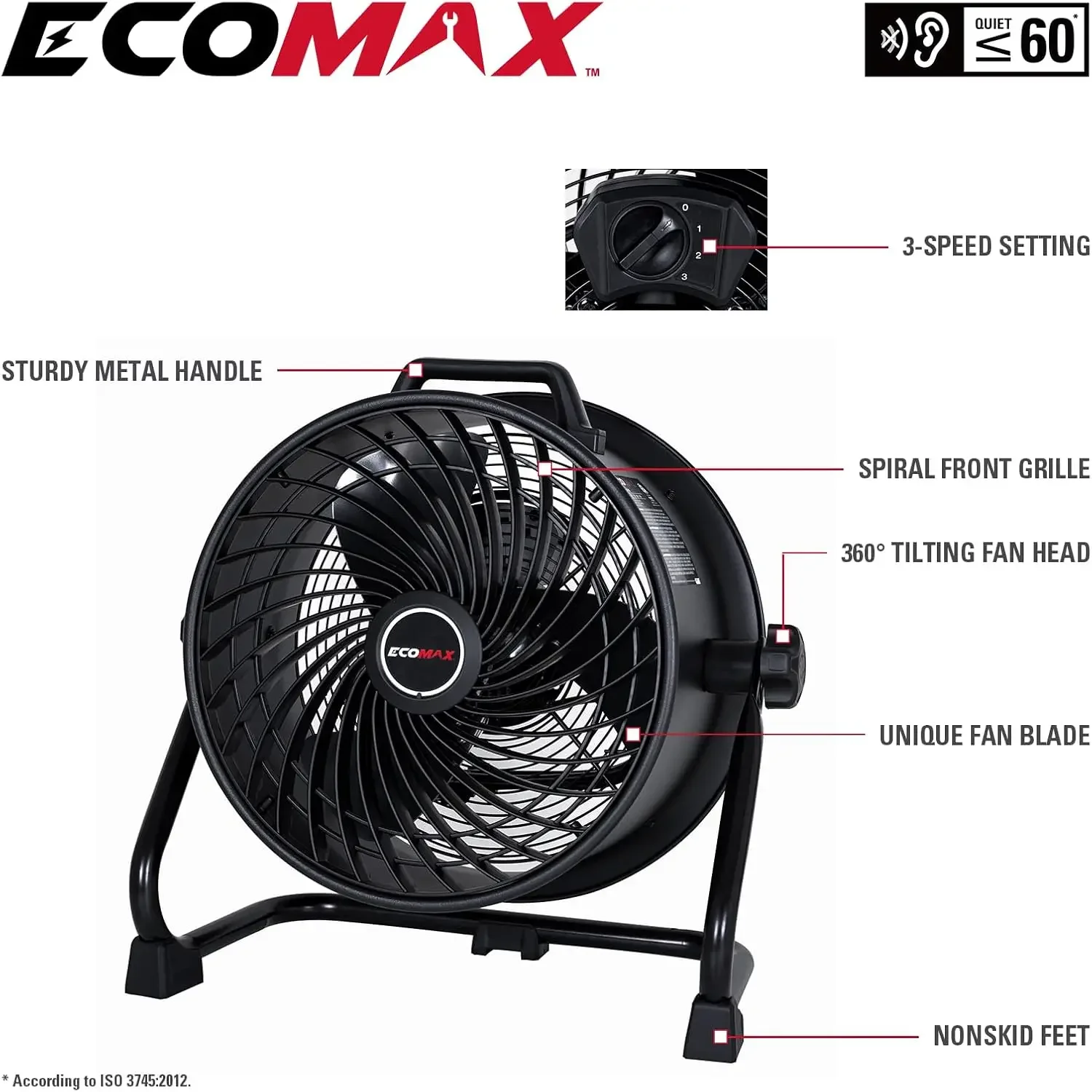 16 Inch Industrial Drum Fan: High Velocity Portable Heavy Duty Metal Shop Fan with 3-Speed 360° Tilting, Floor Fans
