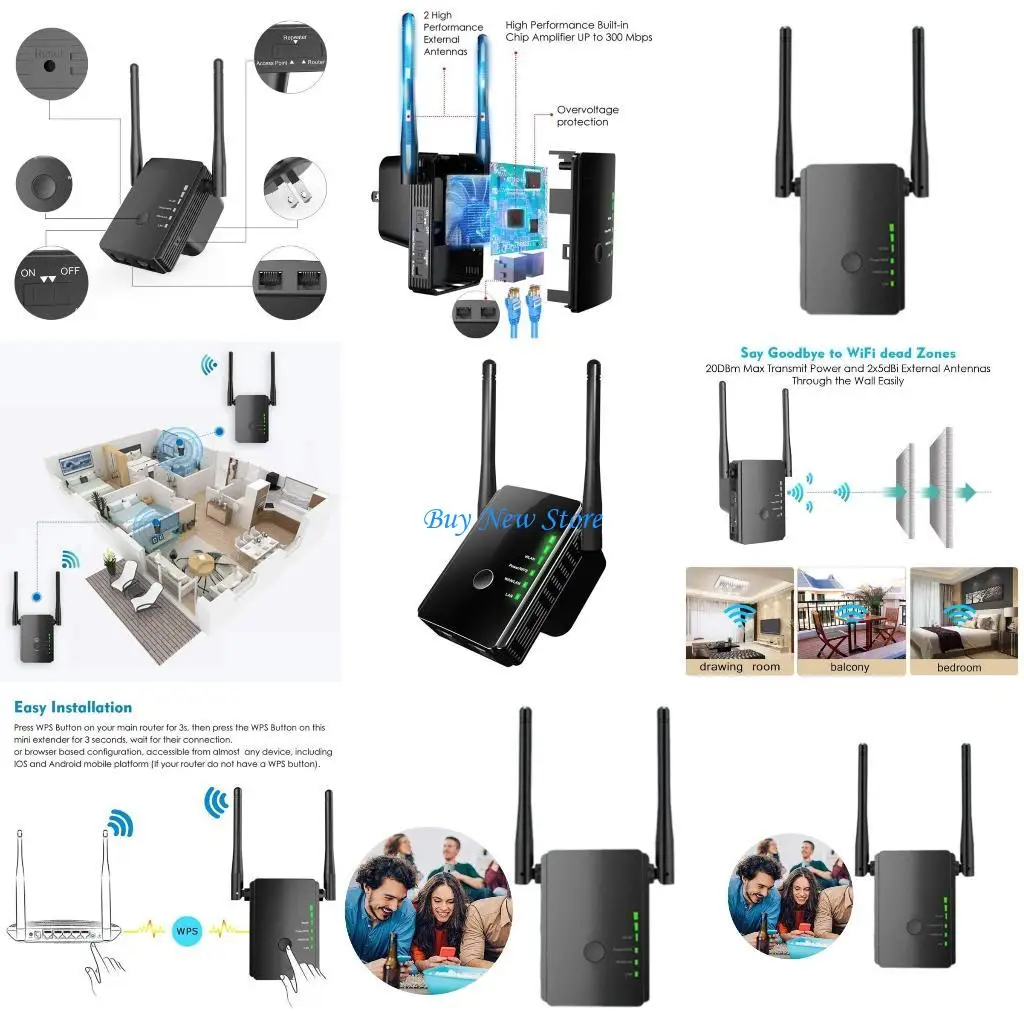 

20CE N300 Extenders 2.4Ghz Net Repeater Wifi Amplifiers Enjoy Better WiFi Performances Multiple Devices