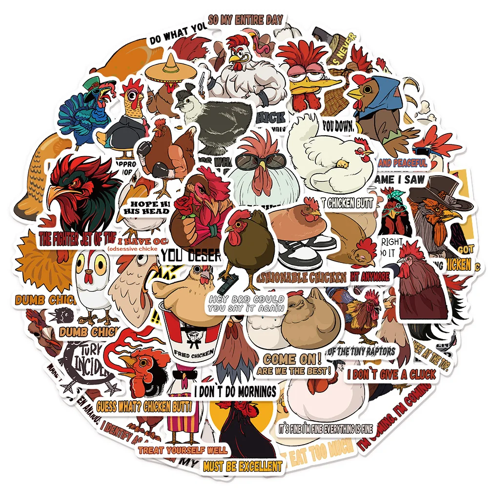 

50 шт., слоган с английской курицей, забавные наклейки в стиле граффити, чехол для телефона «сделай сам», ноутбук, чемодан, скейтборд, водонепроницаемые наклейки