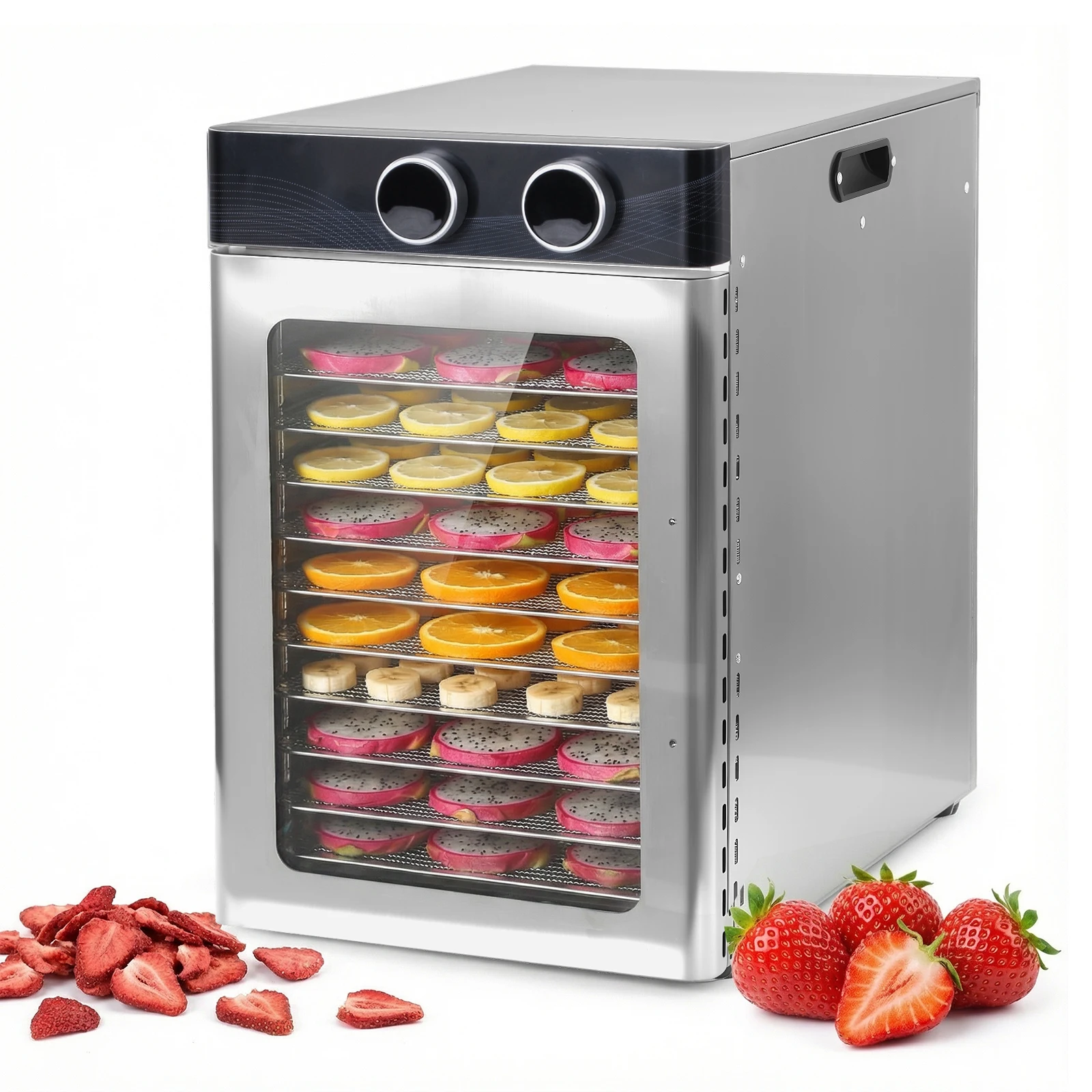 

Электрическая сушилка для продуктов с 12 лотками из нержавеющей стали, 1200 Вт, компактная, для фруктов, овощей, мяса, морепродуктов