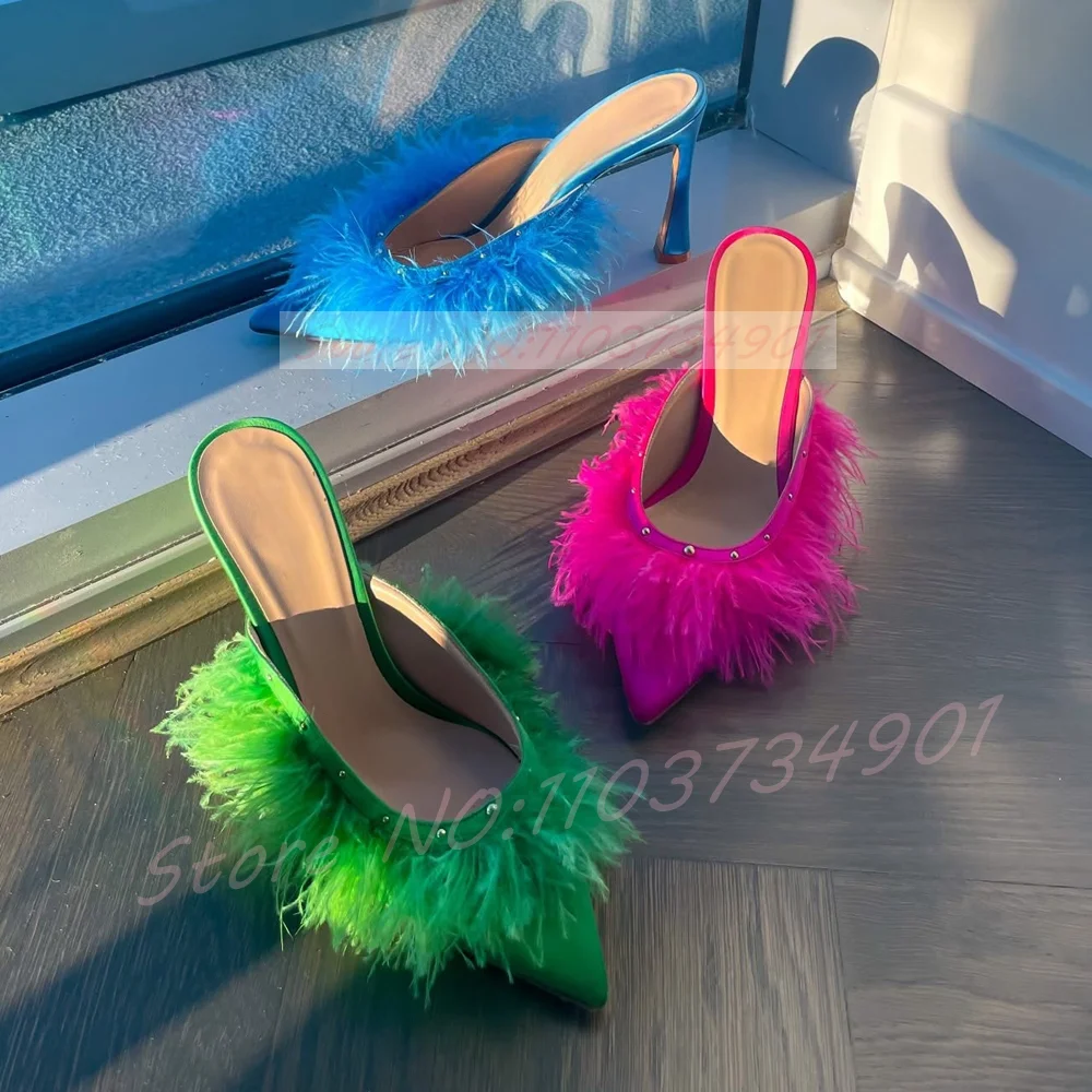 Mules con tacco in piume di st - Court Heel Pointed recensione e prezzo