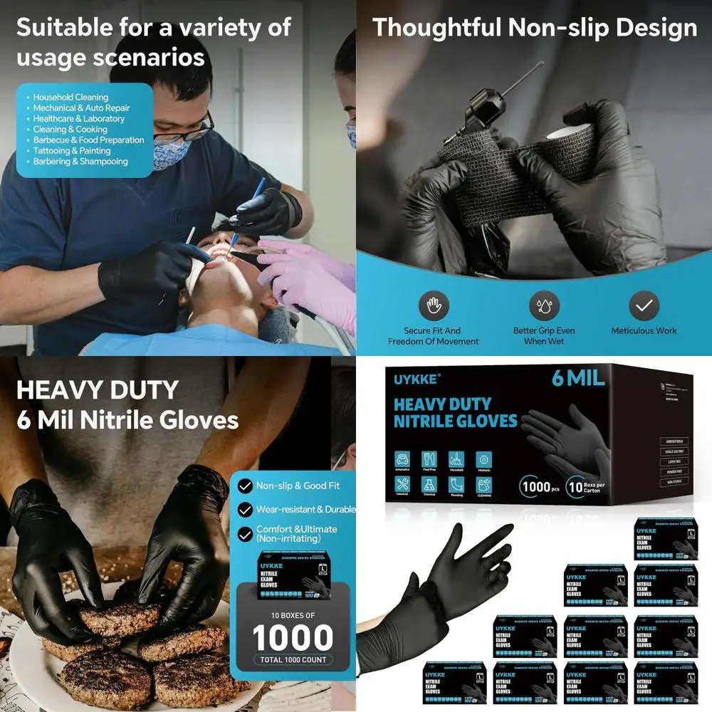 

Прочные нитриловые перчатки толщиной 6 мил – одноразовые, для приготовления пищи, уборки, работы с продуктами и татуировок (1000 штук)