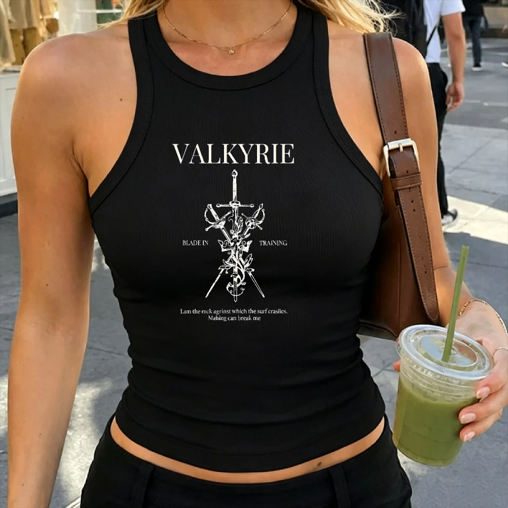 Valkyrie Blade in Training Multi Sword ACOTAR Graphic Ribbed Crop Tank Women Sarah J Maas Book Lover Sleeveless Reader Gift Tank